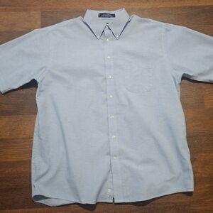 STAFFORD mens wrinkle-free short sleeve dress shirt SIZE 17.5 COLOR BLUE LXL21